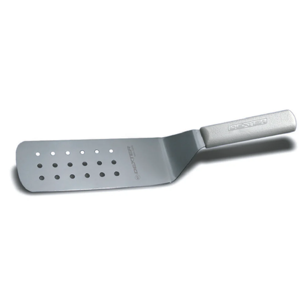 Dexter Russell 19703B 8 Inch Perforated Turner Offset Blade Polypropylene Red Handle Stainless Steel with Textured Surface