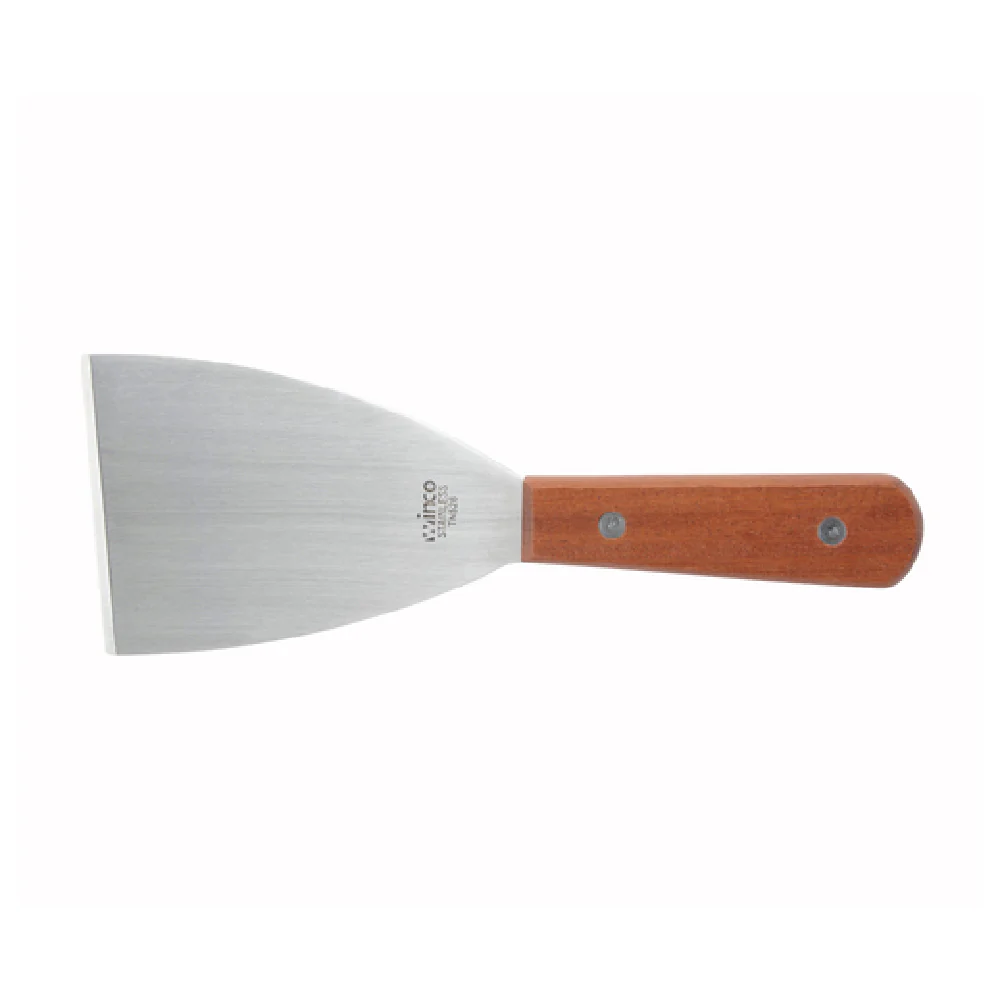 Winco TN526 4-1/2 Inch x 3-1/8 Inch Scraper Dishwasher Safe Wooden Handle Stainless Steel Winco TN526 4-1/2 Inch x 3-1/8 Inch Scraper Dishwasher Safe Wooden Handle Stainless Steel