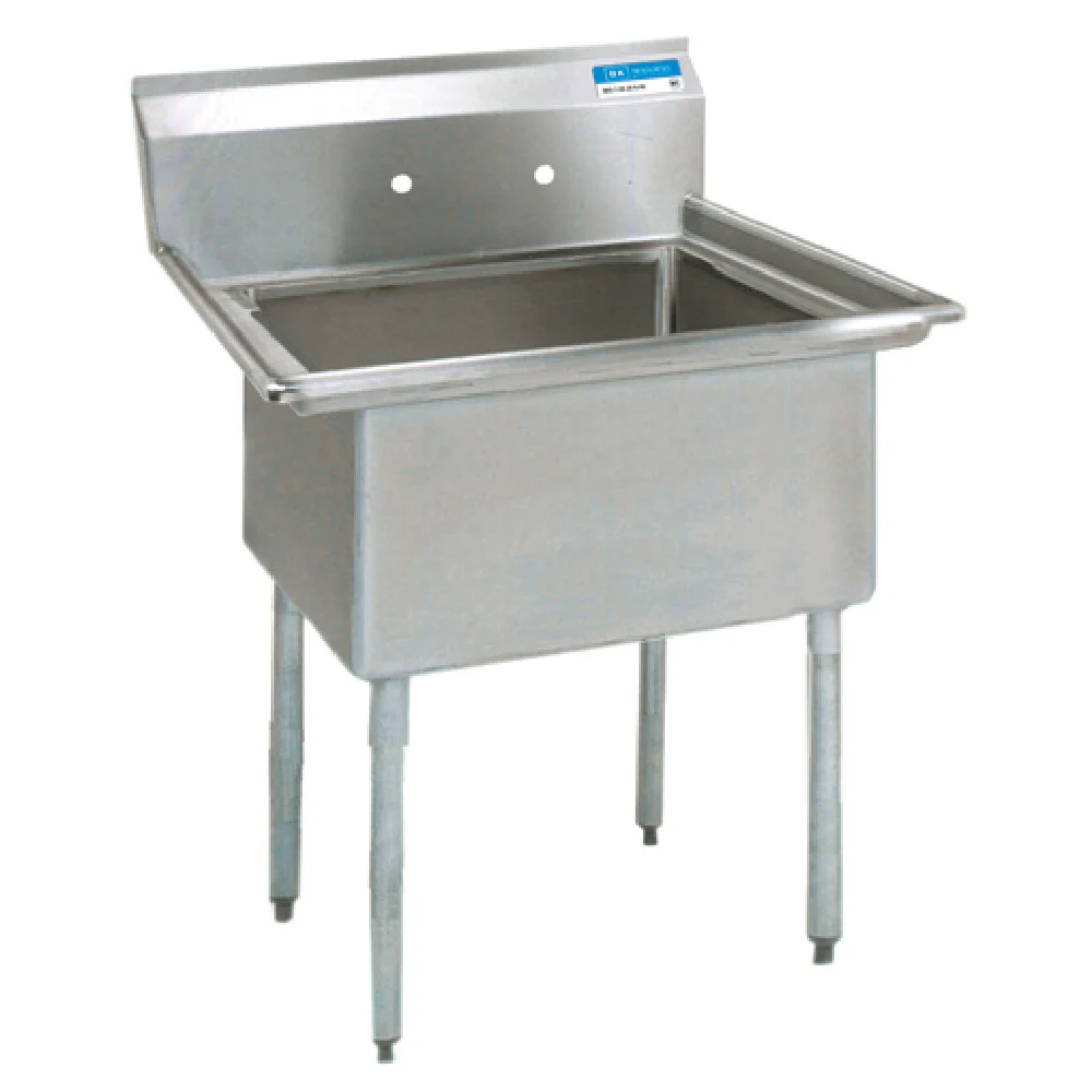 BK Resources ES-1-18-12 23 Inch Economy Sink 18 Gauge Stainless Steel One Compartment with Backsplash BK Resources ES-1-18-12 23 Inch Economy Sink 18 Gauge Stainless Steel One Compartment with Backsplash