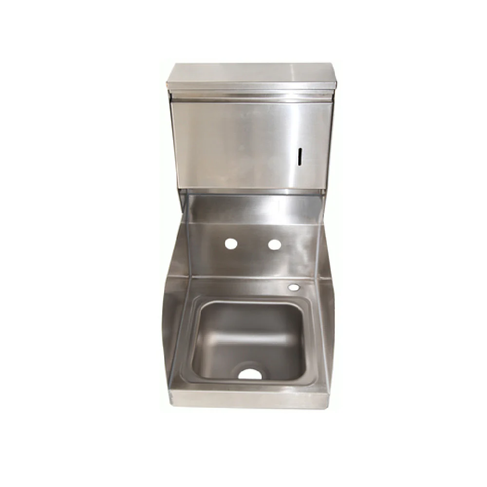 NBR Equipment HS1-W2-LR-TD 12 Inch Space Saver Hand Sink Stainless Steel with Towel Dispenser