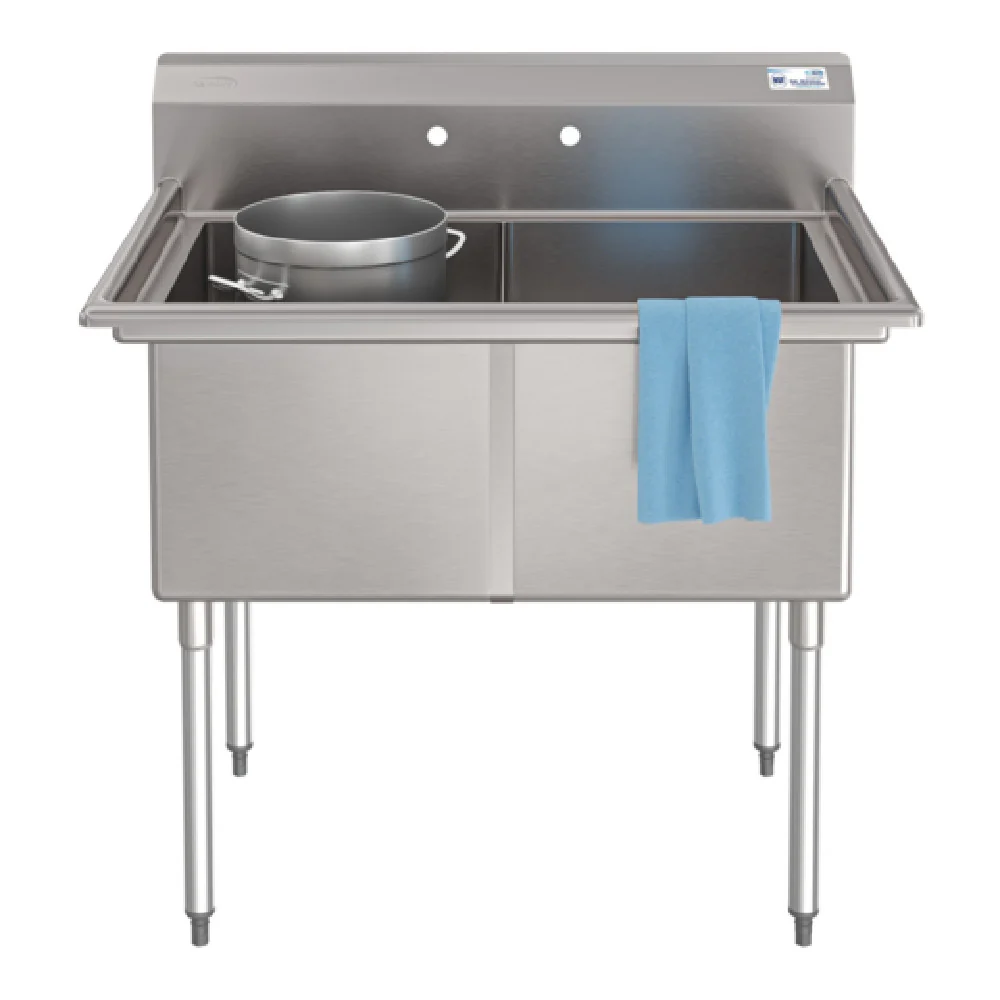 Koolmore KM-SB182414-N3 42 Inch Commercial Sink Stainless Steel 2 Compartment with Backsplash Koolmore KM-SB182414-N3 42 Inch Commercial Sink Stainless Steel 2 Compartment with Backsplash