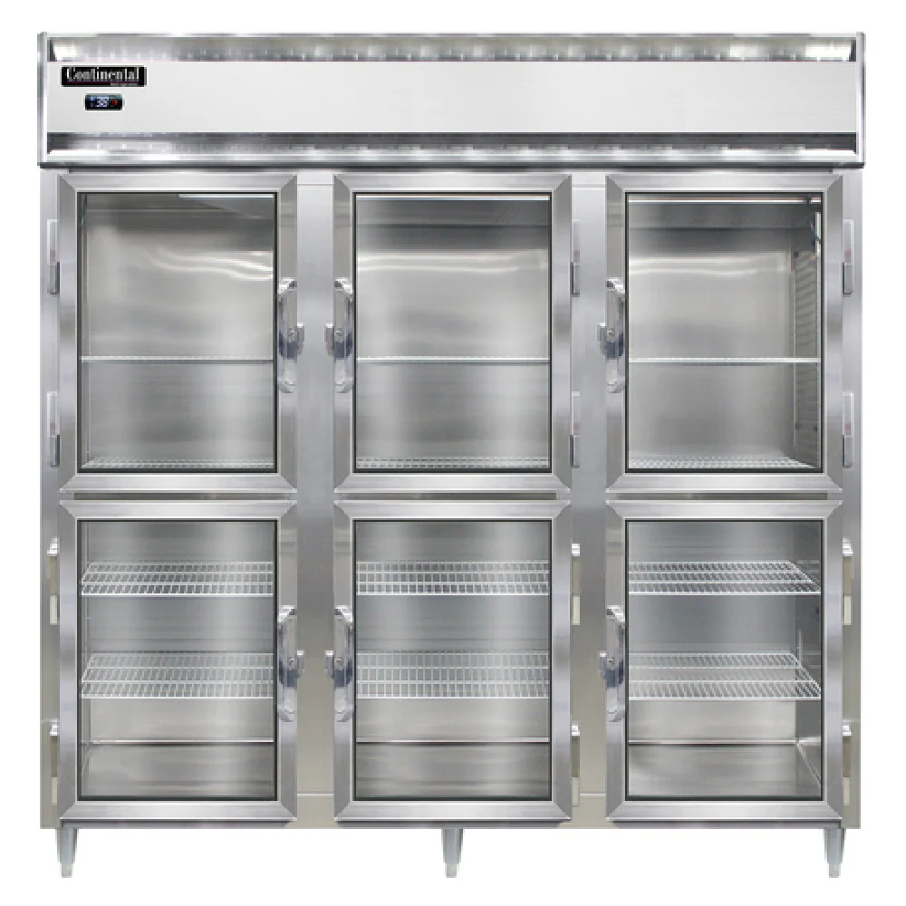 Continental Refrigerator D3RNSAGDHD 78 Inch Designer Reach-In Refrigerator Three-section with Glass Doors