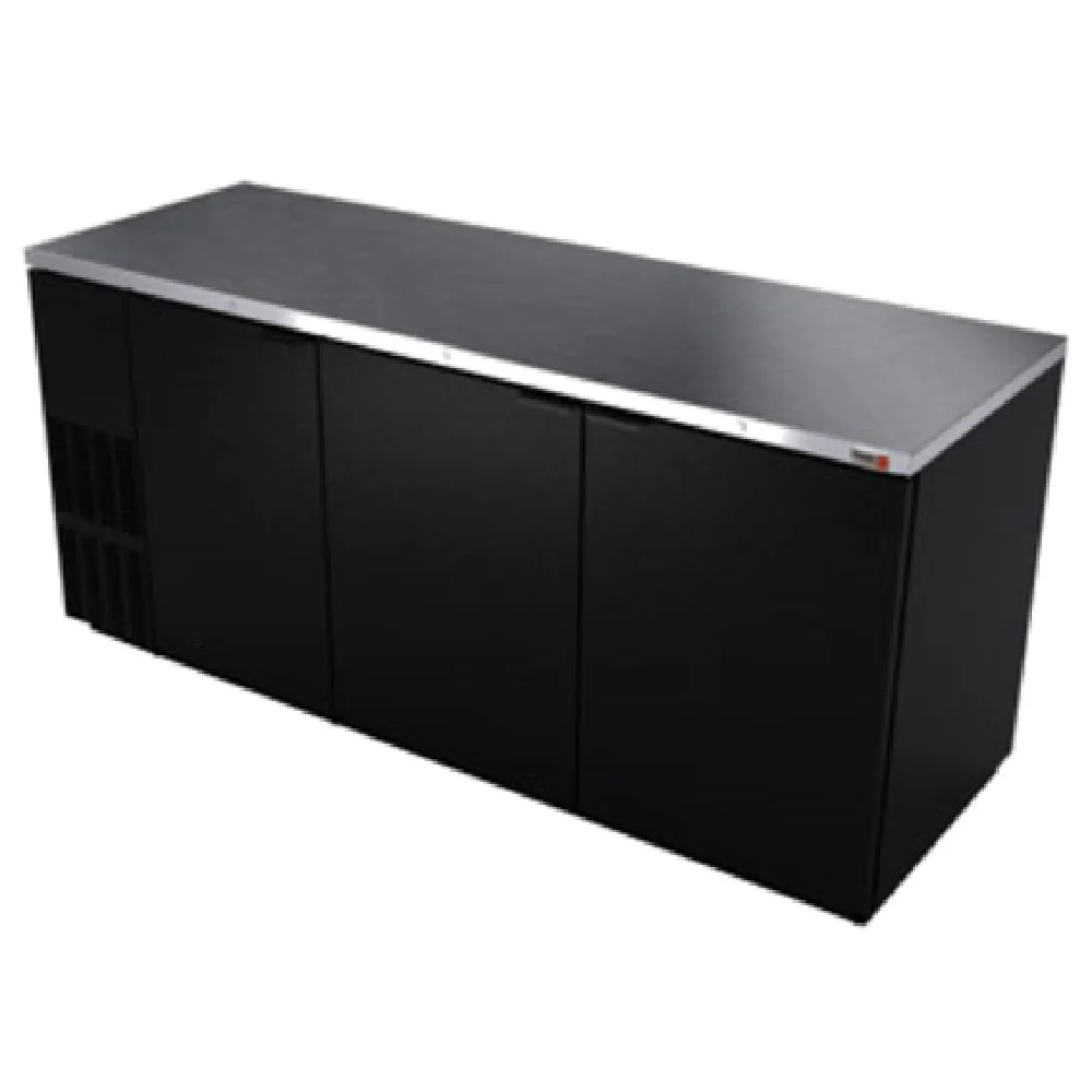 Fagor Refrigeration FBB-79-N 80 Inch Refrigerated Back Bar Cooler Black Exterior Stainless Steel Top 3 Doors with Locks Fagor Refrigeration FBB-79-N 80 Inch Refrigerated Back Bar Cooler Black Exterior Stainless Steel Top 3 Doors with Locks