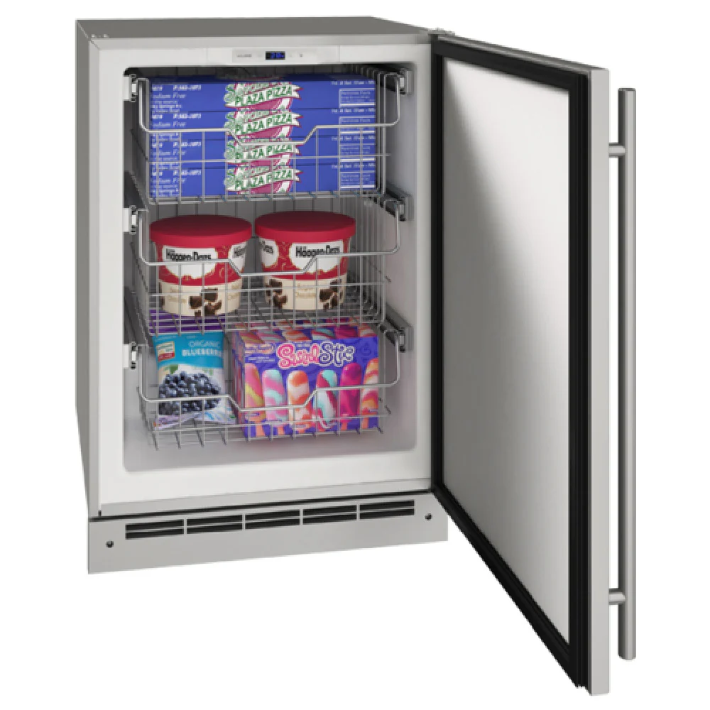 U-Line Corporation UOFZ124-SS01B 24 Inch Convertible Refrigerator Freezer 4.8 cu ft Stainless Steel with Slide Out Baskets