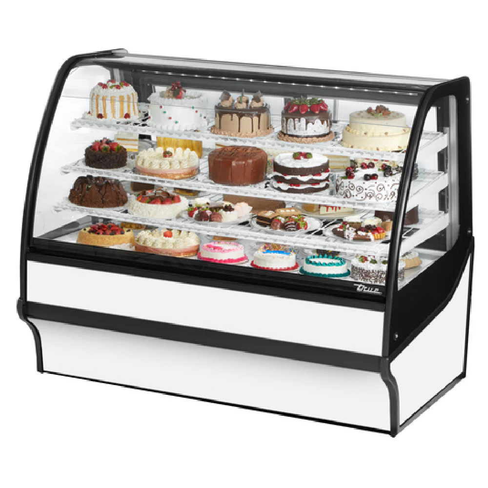 True Refrigeration TDM-R-59-GE/GE-S-W 59-1/4 Inch Display Merchandiser Refrigerated with Curved Glass