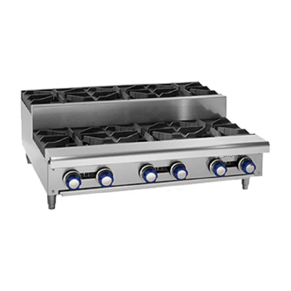 Imperial IHPA-6-36SU_LP 36 Inch Stainless Steel Gas Hotplate with 6 Burners - Countertop
