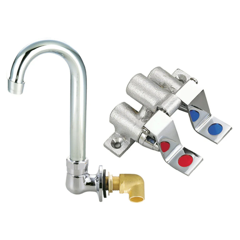 BK Resources BKFVSGS-G Foot Valve Dual Pedal with Splash Mounted Gooseneck Spout