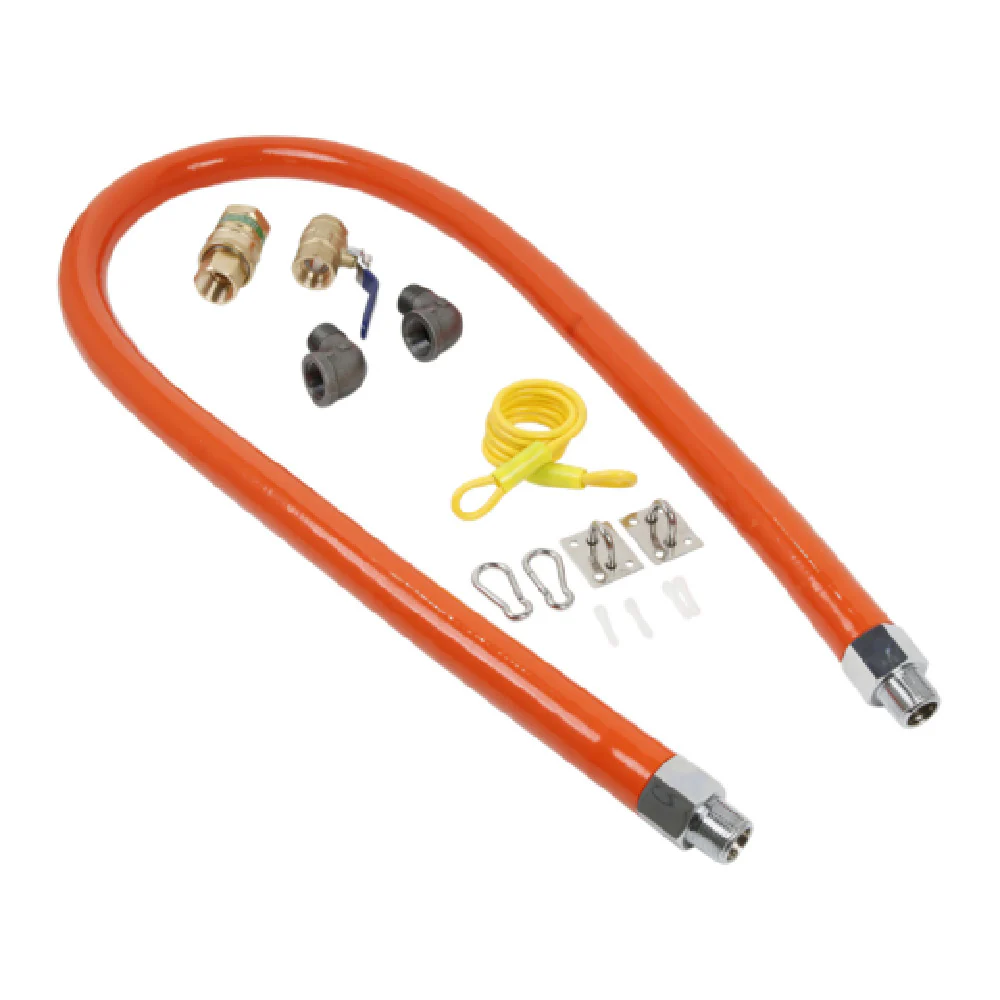 Omcan 47873 72 Inch Gas Connector Hose Kit with Full Port Shut Off Valve
