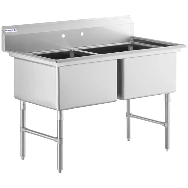 Empura EHD22424 Sink 55 Inch Heavy Duty 16 Gauge Stainless Steel with 2 Bowls
