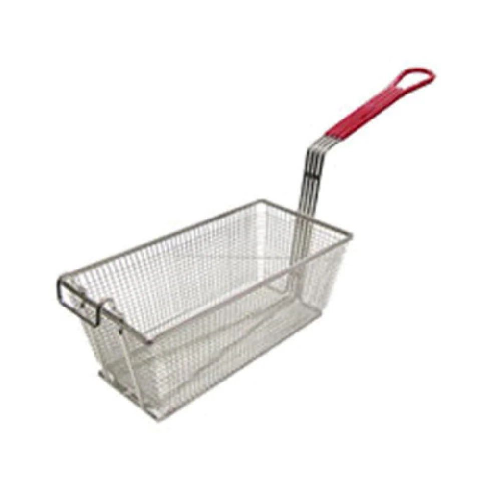 Admiral Craft FBR-13612 12-7/8 Inch Fry Basket Front Hook Nickel Plated Red Handle