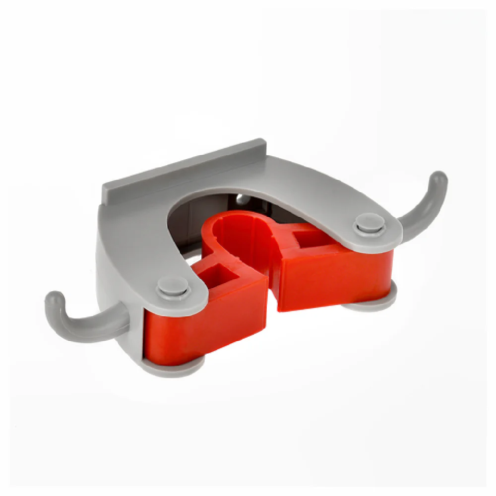 Alpine Industries ALP498-1 4-3/5 Inch Mop Broom Holder Wall-mount Red Plastic with Grips