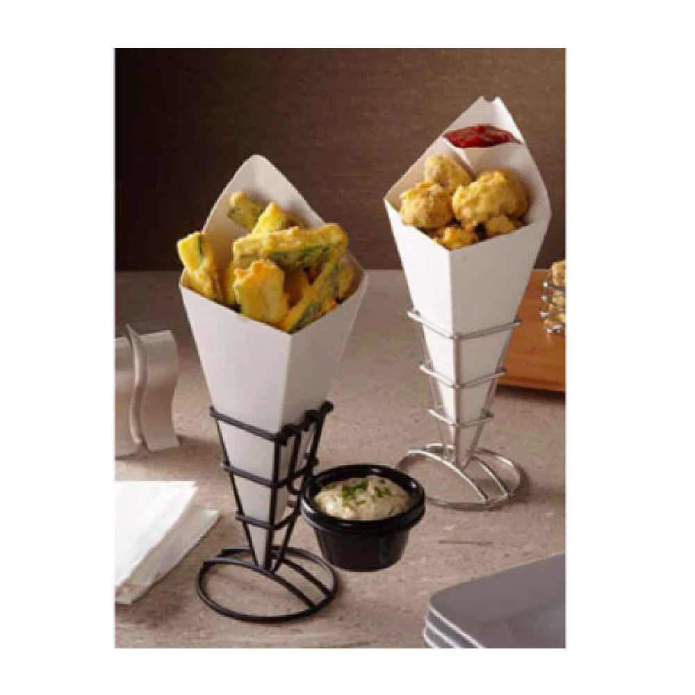 American Metalcraft SQFBBL 2-1/2 Inch Square Top Fry Cone Holder Stainless Steel Black Finish