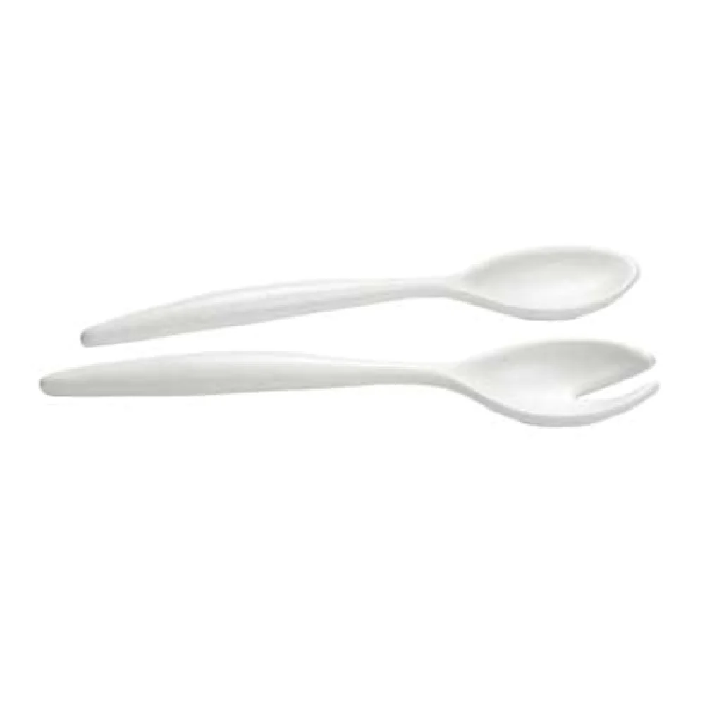 GET Enterprises SS24WW 1 Oz Salad Fork and Spoon Set 13-1/2 Inch White Aluminum