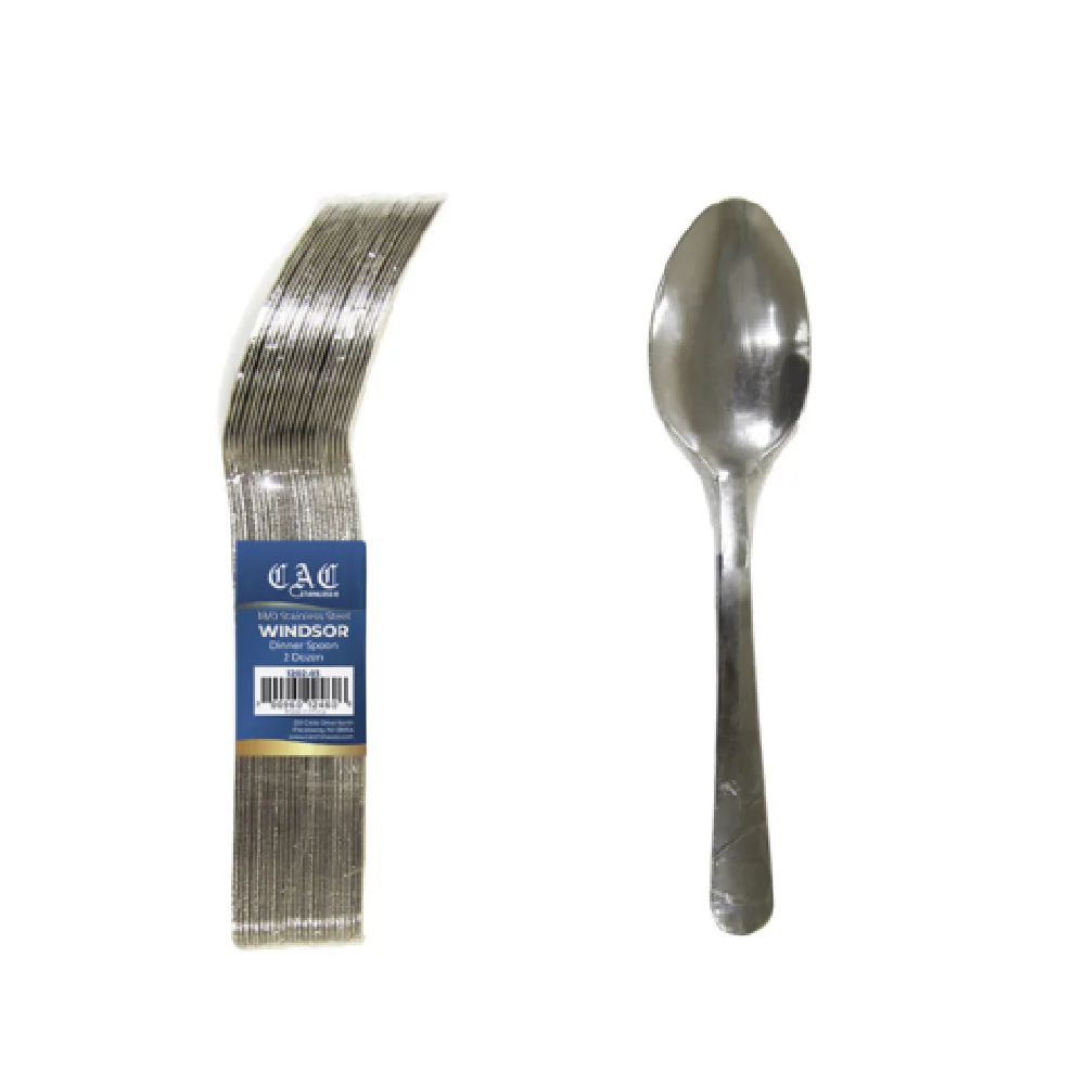 CAC China 1202-03 7 Inch Medium Weight Dinner Spoon 18/0 Stainless Steel 24 Packs