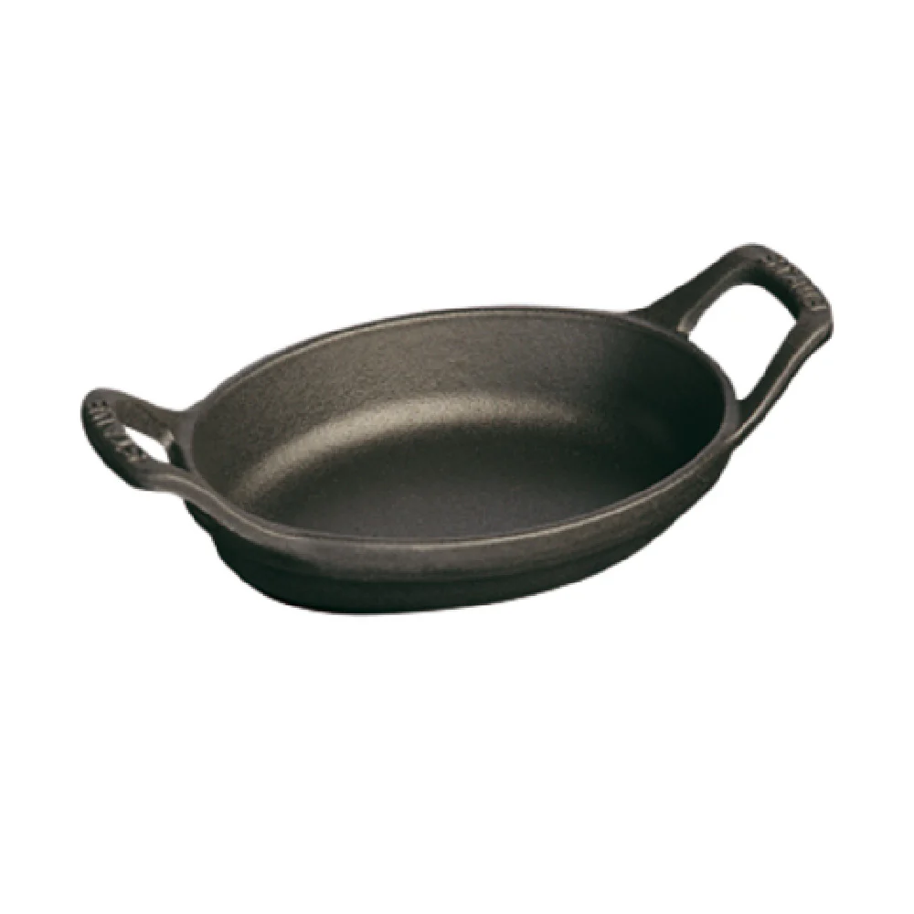 Zwilling 1301323 8 Oz Mini Gratin Dish Oval with Handles Cast Iron Enameled Black Matte