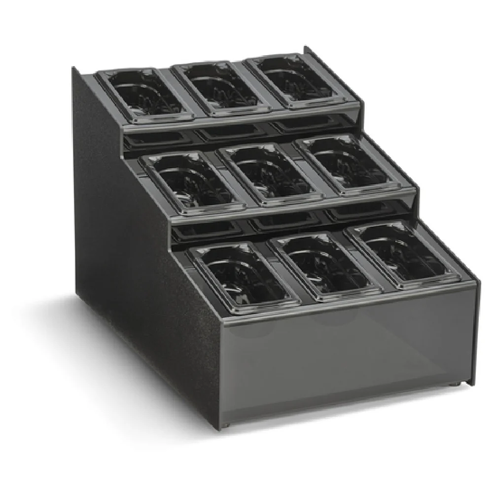 Vollrath CTCPAN9-9 15 Inch Condiment Caddy Plastic 9 Compartments Black ABS Vollrath CTCPAN9-9 15 Inch Condiment Caddy Plastic 9 Compartments Black ABS