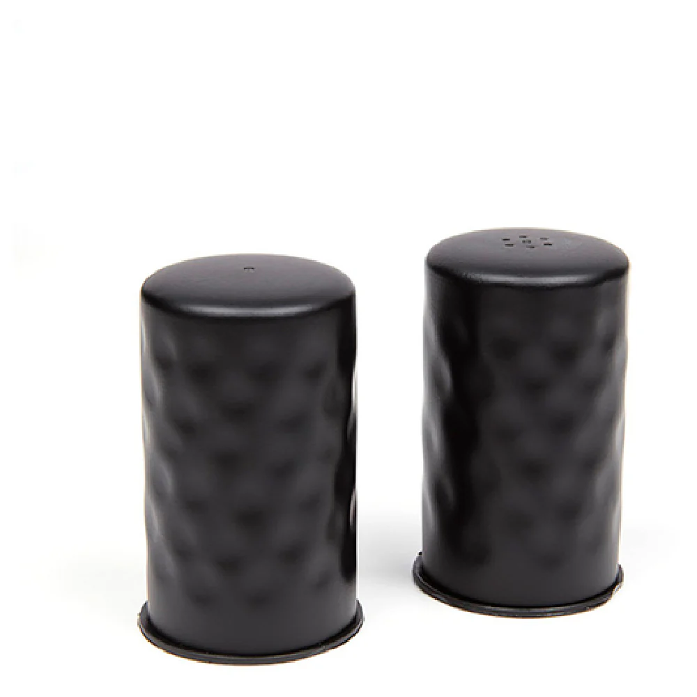 American Metalcraft BHSP2 2 Oz. Stainless Steel Salt and Pepper Set Hammered Black