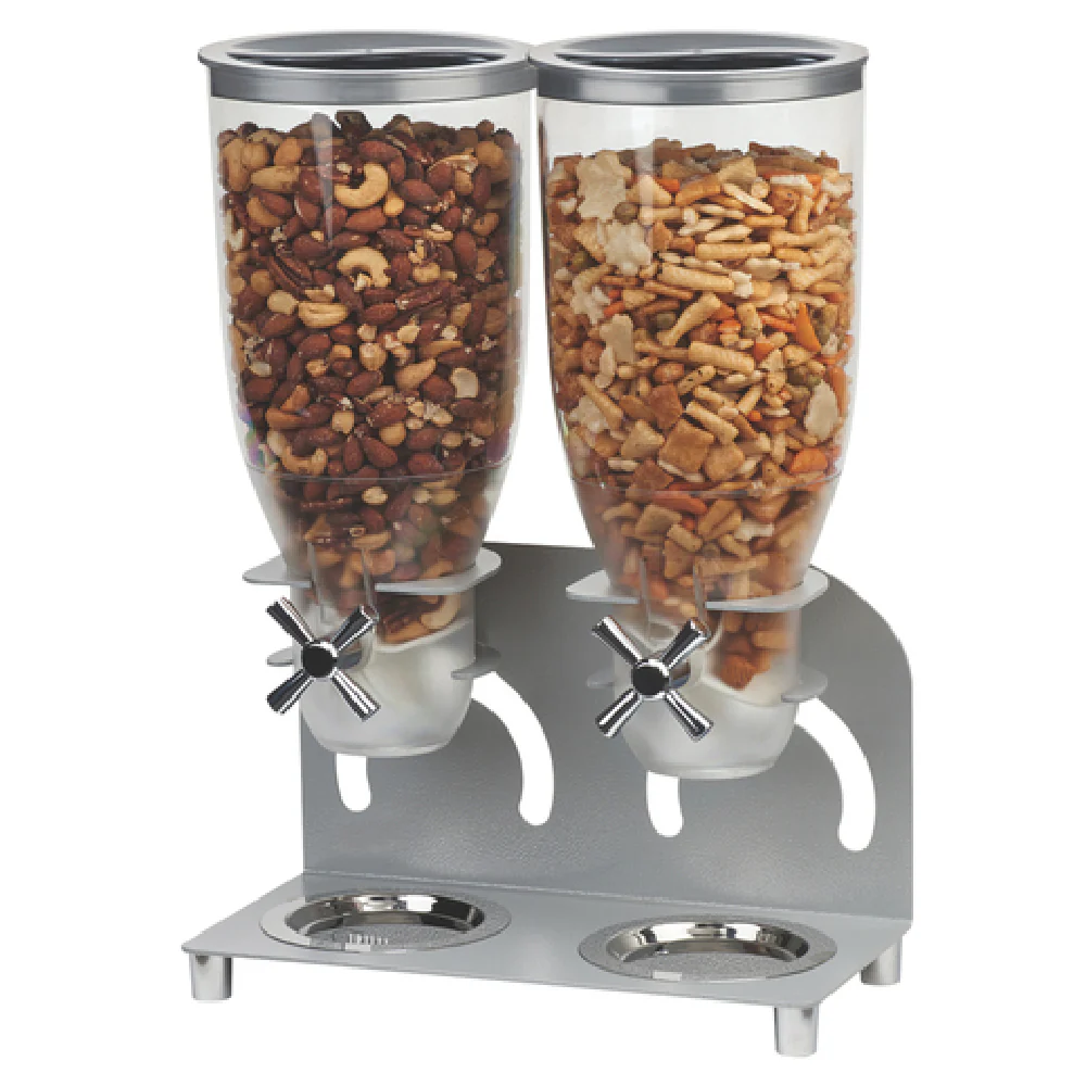 Cal Mil 3510-2-39 12-1/4 Inch Cereal Dispenser Dual 3.5L Plastic Cylinders Metal Base