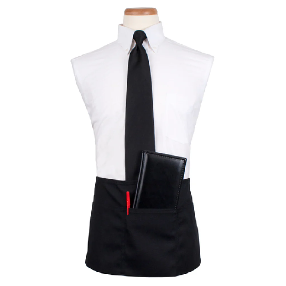 John Ritzenthaler Company CL3PWACBK-1 25 Inch Waist Apron Black Polyester 3 Pocket with Pen Pocket