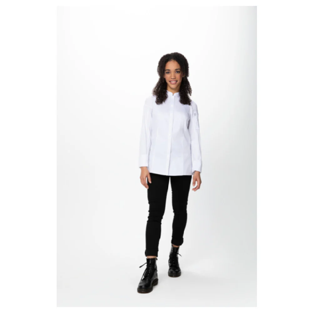 Chef Works CBS01W-WHT-XS 37 Inch Women's Tulum Chef Coat Raglan Long Sleeve White