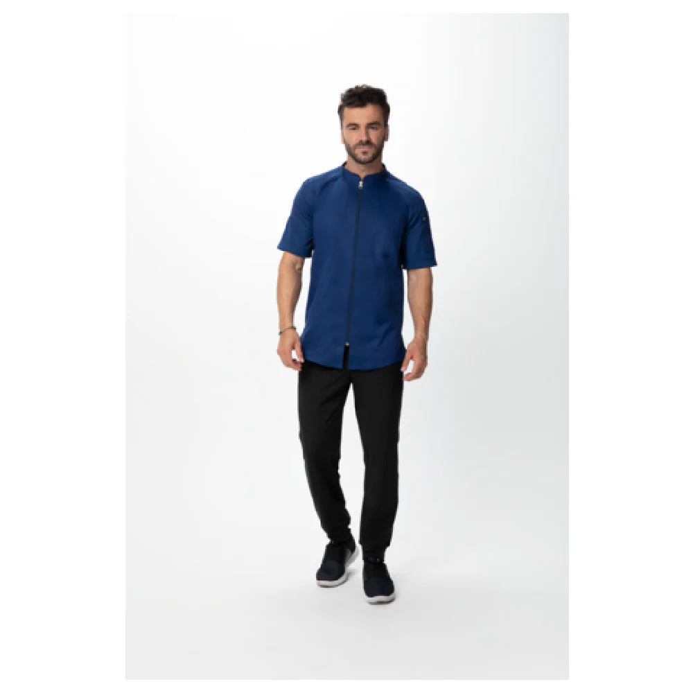 Chef Works CBZ04-OCB-3XL 37 Inch Ocean Blue Chef Coat Raglan Short Sleeve with Pockets