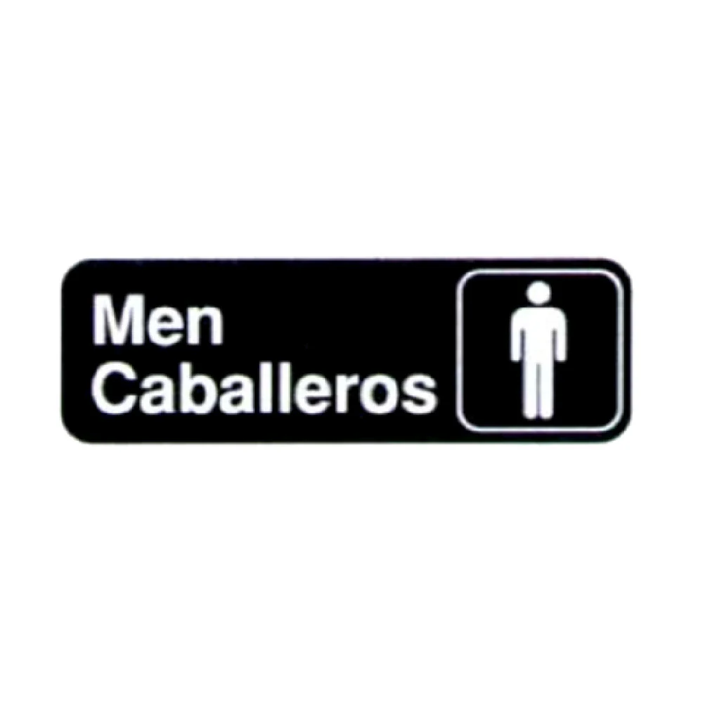 Vollrath 4566 9 Inch Men/Caballeros Sign White on Black Made in USA