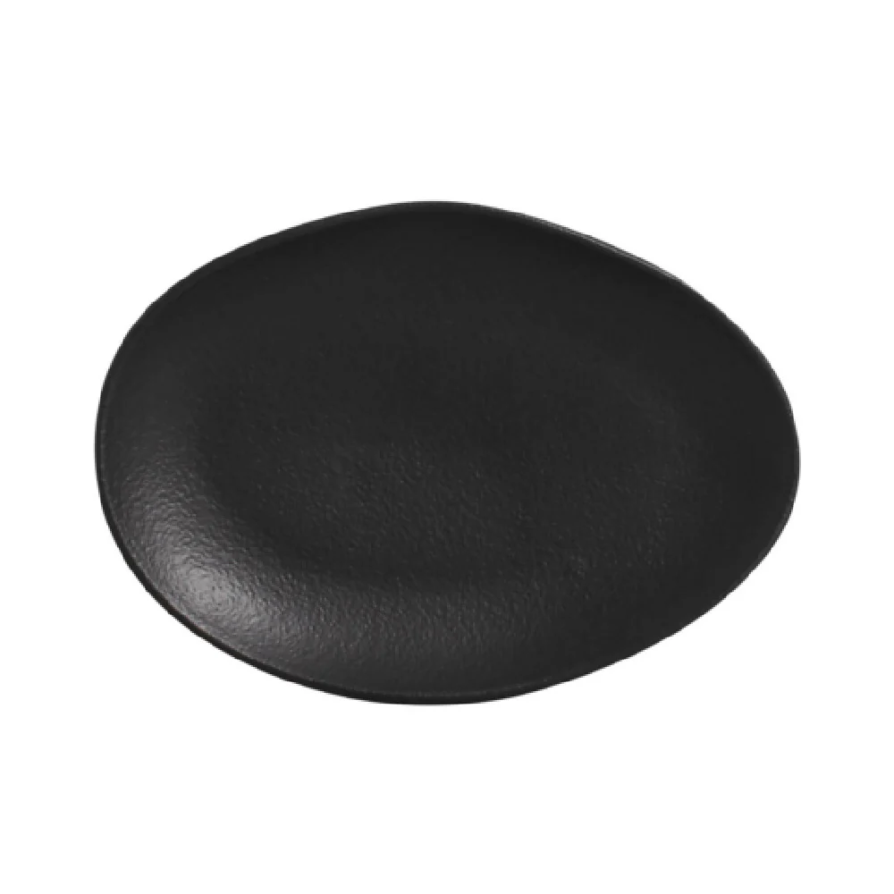 Porto Brasil 1541473901 6.5 Inch Oval Dessert Plate with Matte Black Stoneware