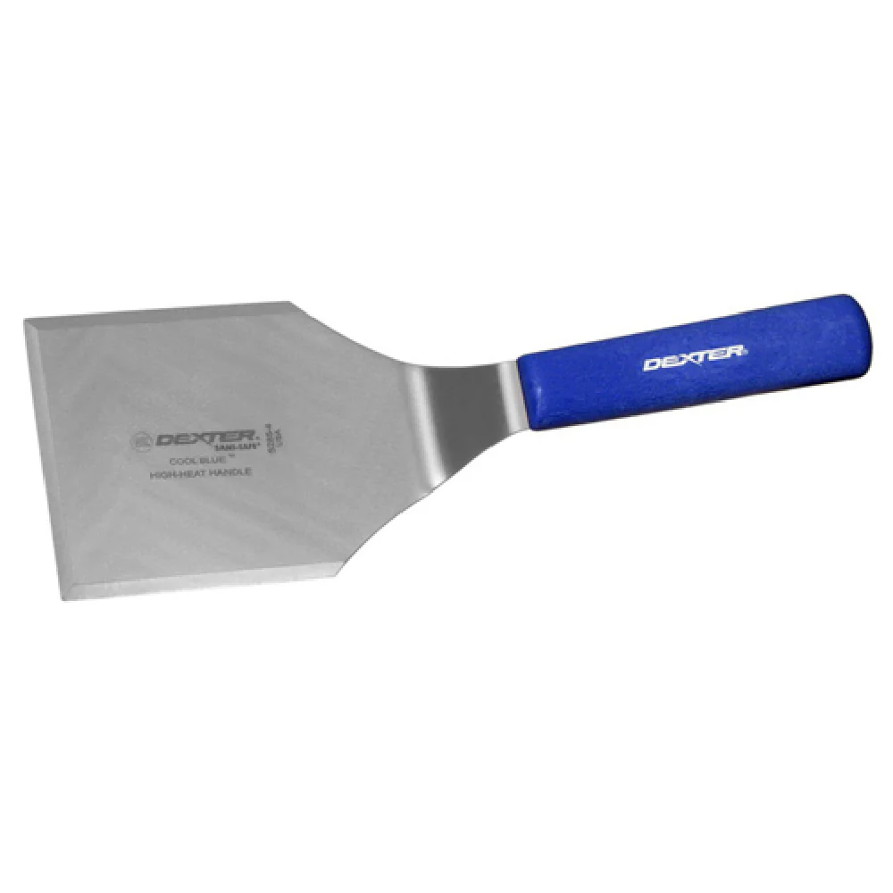 Dexter Russell 19723H 5 Inch Stainless Steel Hamburger Turner Offset with Beveled Edges Blue Handle