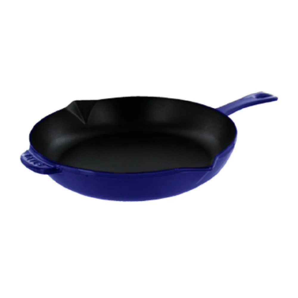 Zwilling 1222691 10 Inch Cast Iron Fry Pan with Pour Spout Dark Blue