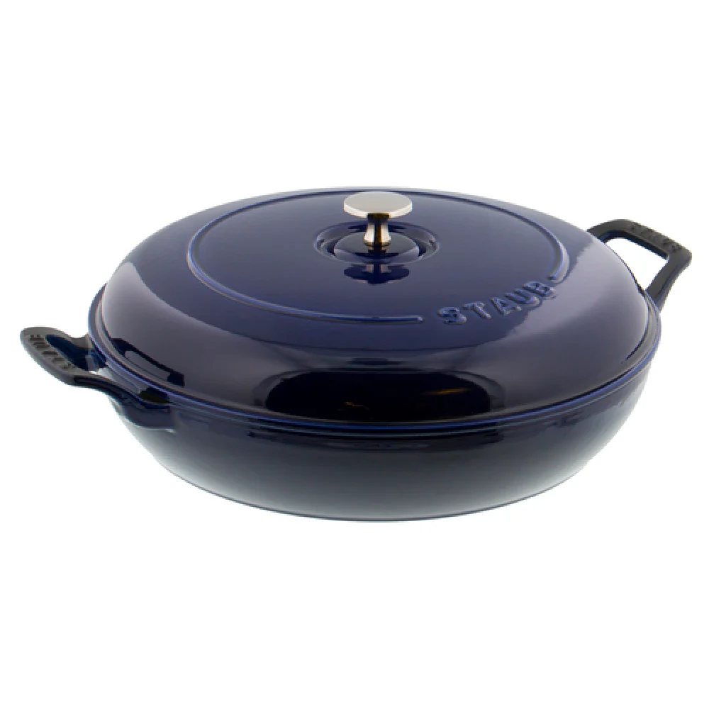 Zwilling 13003091 3-1/2 Qt Staub Braiser Pan with Dome Lid Dark Blue Enameled Cast Iron