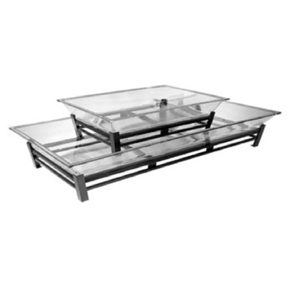 Cal Mil IP402-13 48 Inch Ice Display Pedestal 2 Tier with Clear PETG Pans Black