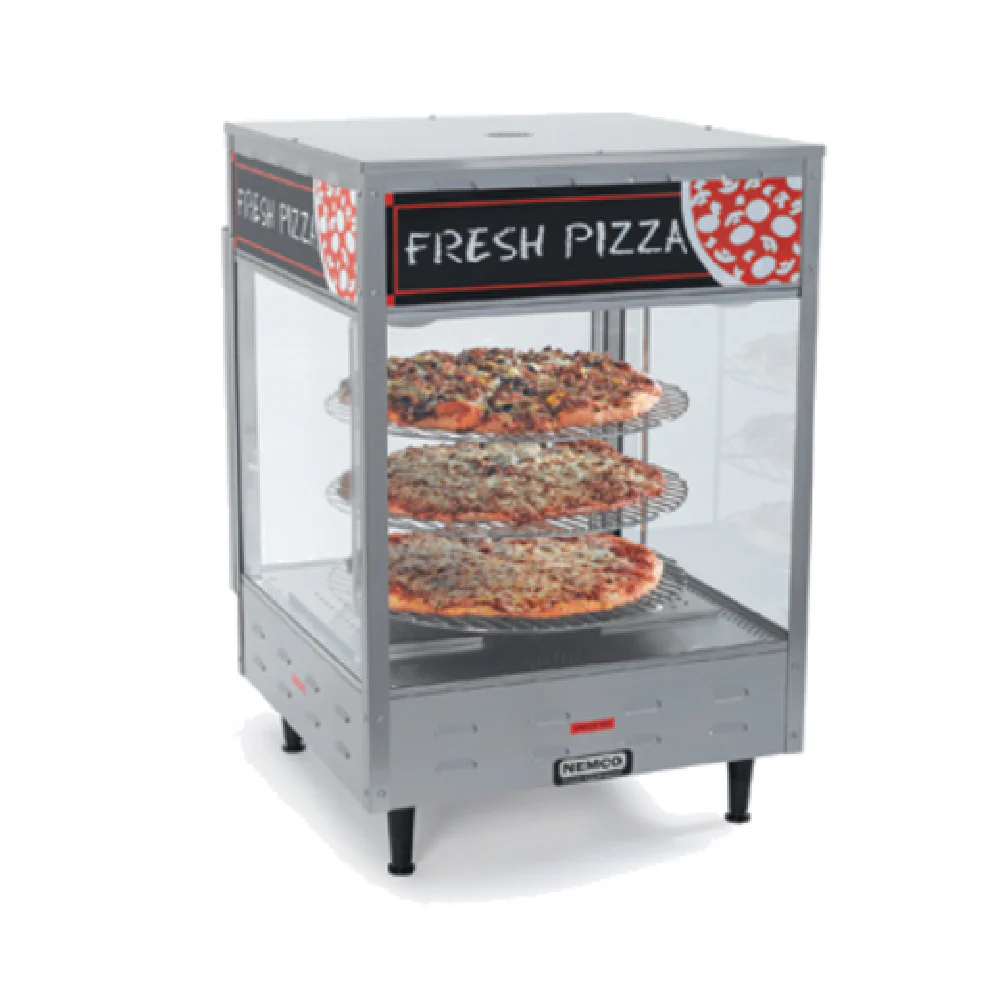 Nemco 6452-2 22-1/2 Inch 4 Tier Pizza Merchandiser Pass Thru Stainless Steel and Glass Nemco 6452-2 22-1/2 Inch 4 Tier Pizza Merchandiser Pass Thru Stainless Steel and Glass