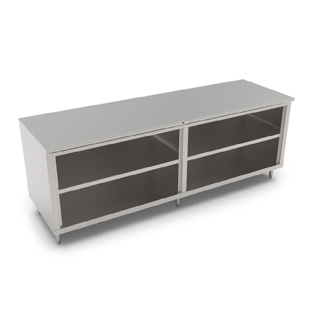John Boos 4CO4-30132-1S 132 Inch Cabinet Base Open Front with Midshelf Stainless Steel