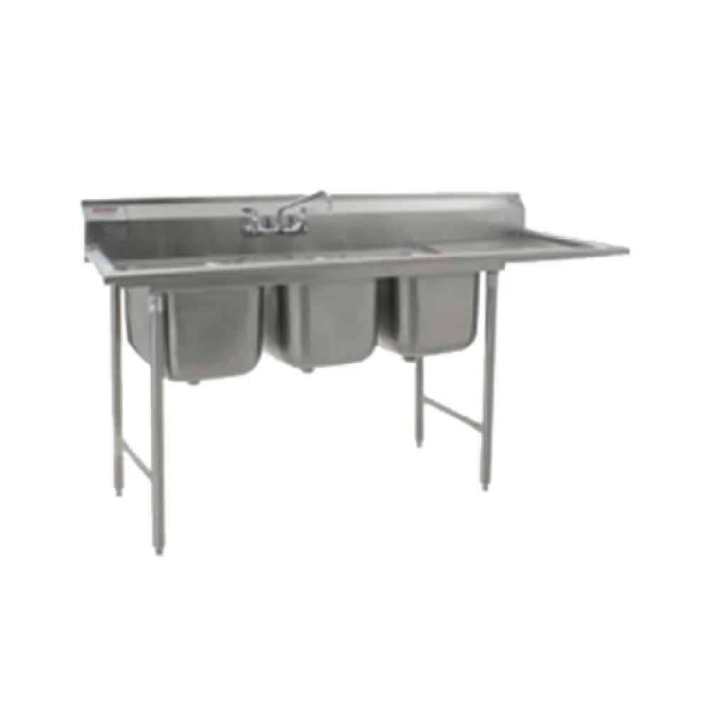 Eagle 414-22-3-18R 93 Inch Stainless Steel Sink Three Compartment with Right Drainboard Eagle 414-22-3-18R 93 Inch Stainless Steel Sink Three Compartment with Right Drainboard