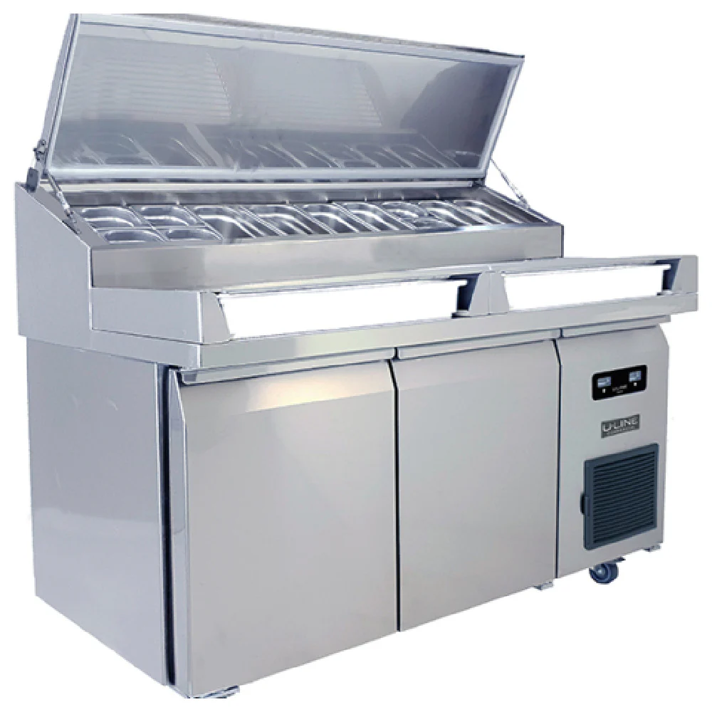 U-Line Corporation UCPT565-SS61A 65 Inch Commercial Refrigerated Prep Table with Condiment Rail U-Line Corporation UCPT565-SS61A 65 Inch Commercial Refrigerated Prep Table with Condiment Rail