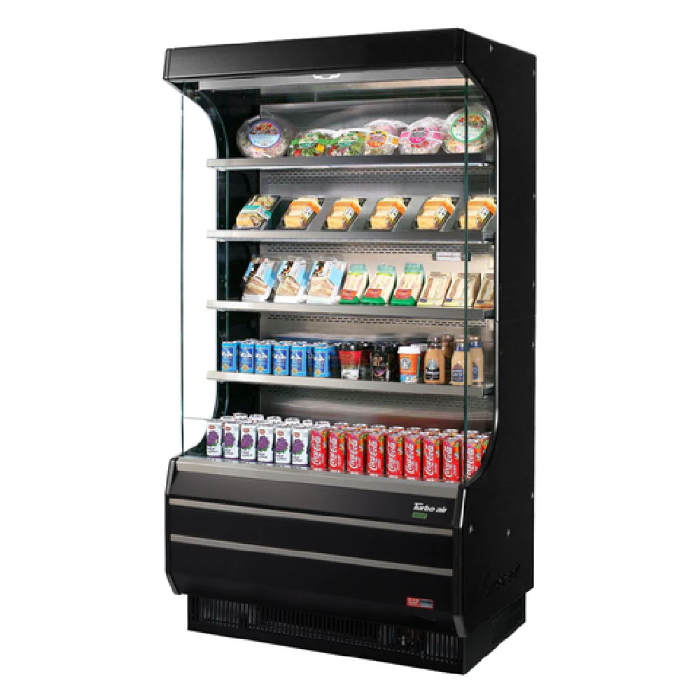 Turbo Air TOM-40W(B)-N 39 Inch Open Refrigerated Display Merchandiser 14.4 cu ft with adjustable stainless steel shelves Turbo Air TOM-40W(B)-N 39 Inch Open Refrigerated Display Merchandiser 14.4 cu ft with adjustable stainless steel shelves