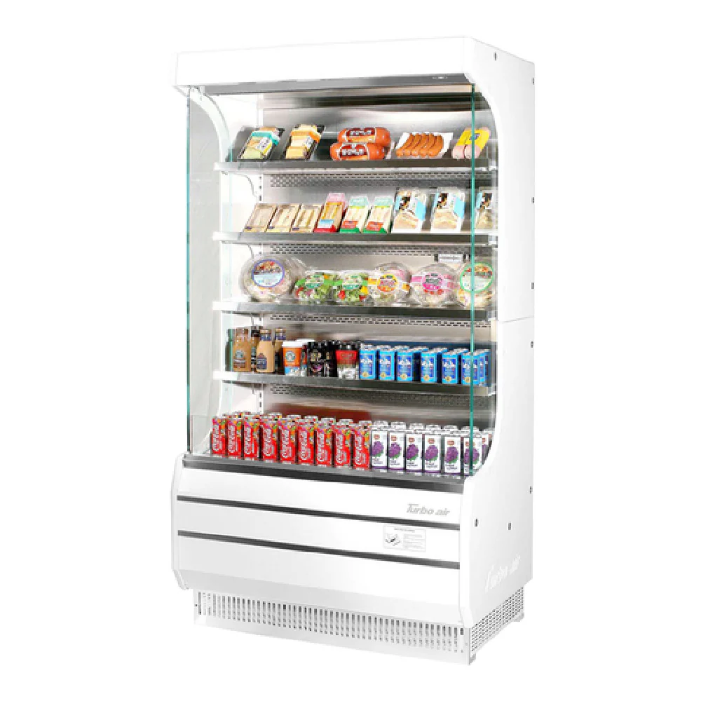 Turbo Air TOM-40W(B)-N 39 Inch Open Refrigerated Display Merchandiser 14.4 cu ft with adjustable stainless steel shelves Turbo Air TOM-40W(B)-N 39 Inch Open Refrigerated Display Merchandiser 14.4 cu ft with adjustable stainless steel shelves