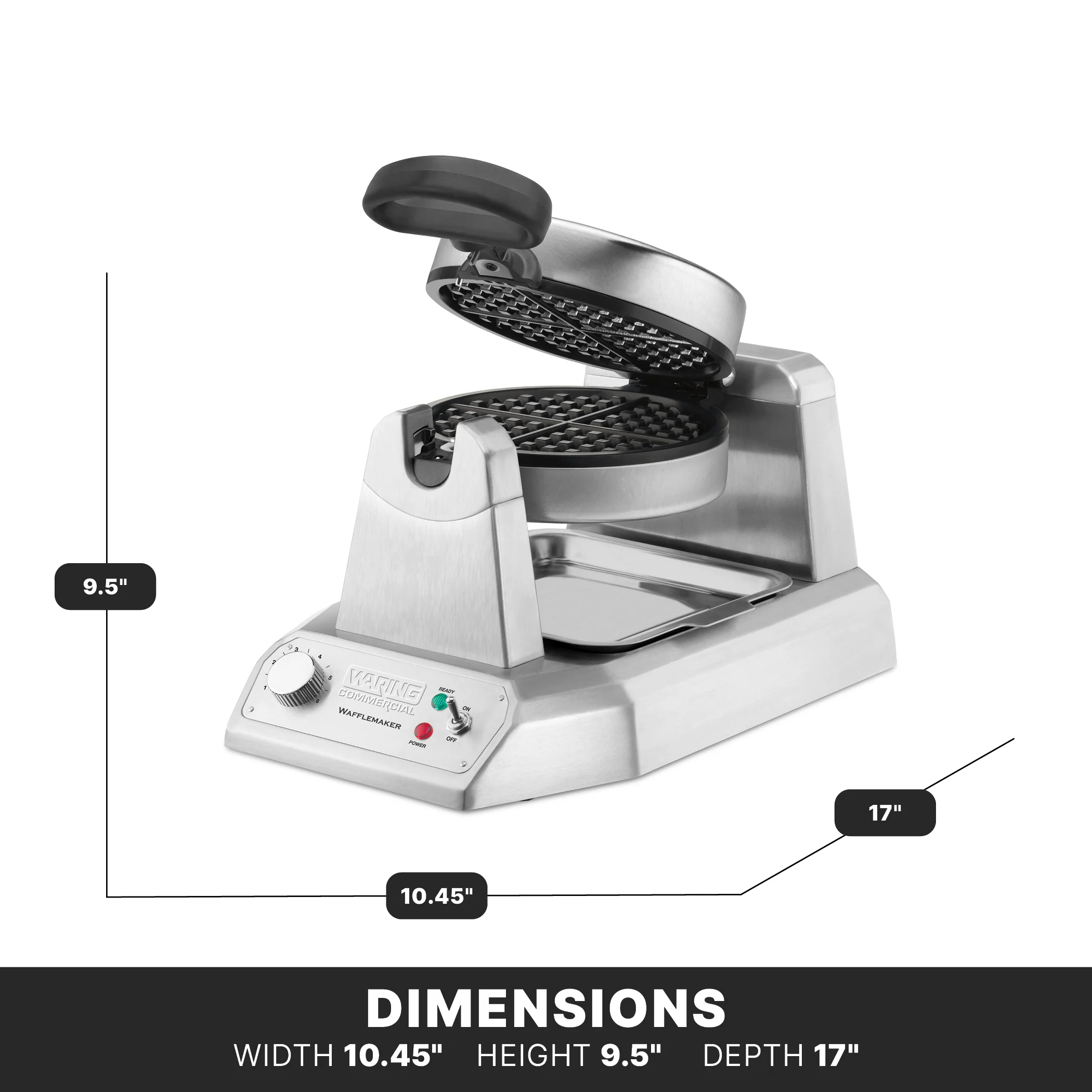 Waring WWD180E 13 Inch Classic Waffle Maker with Measuring Cup and Drip Tray Waring WWD180E 13 Inch Classic Waffle Maker with Measuring Cup and Drip Tray