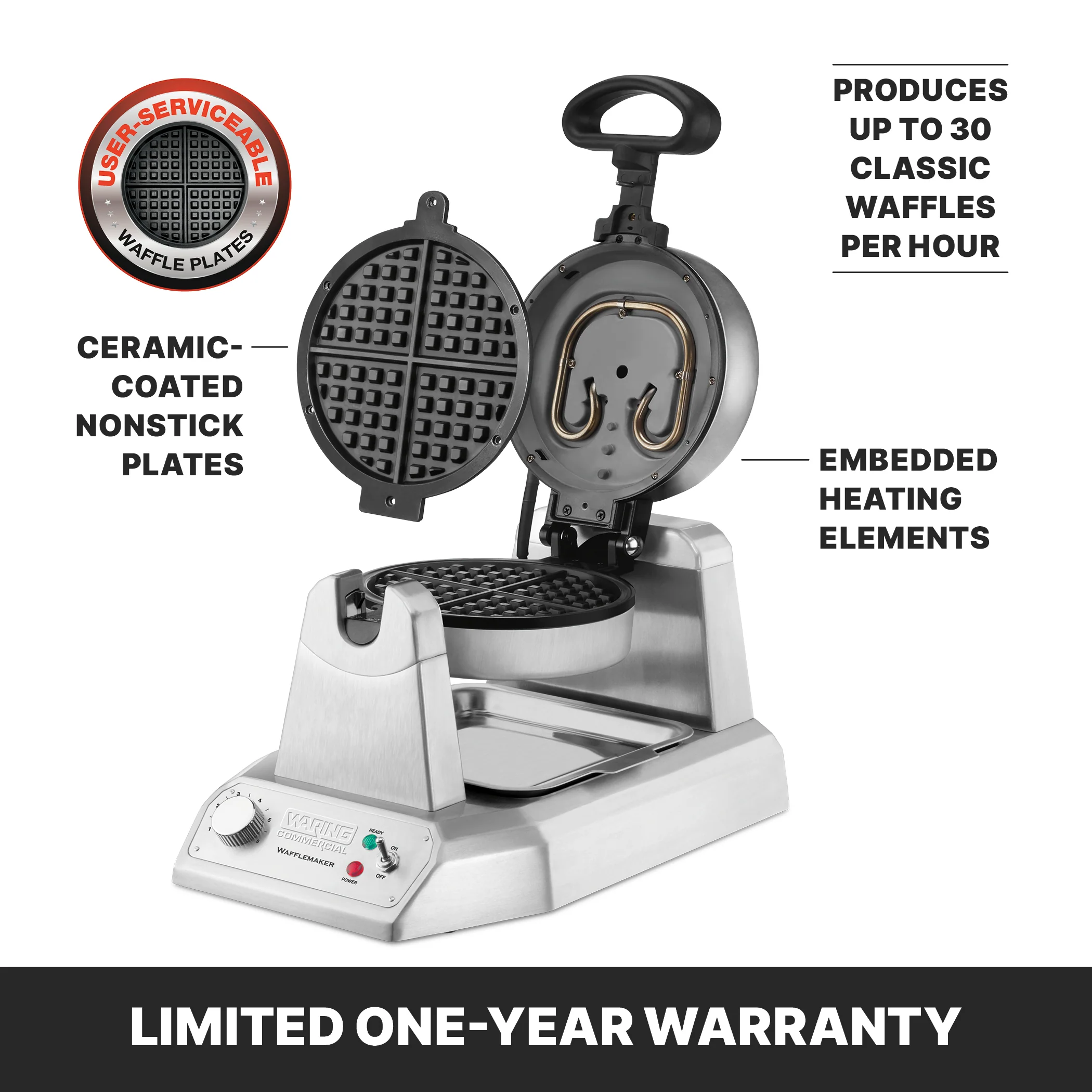 Waring WWD180E 13 Inch Classic Waffle Maker with Measuring Cup and Drip Tray Waring WWD180E 13 Inch Classic Waffle Maker with Measuring Cup and Drip Tray