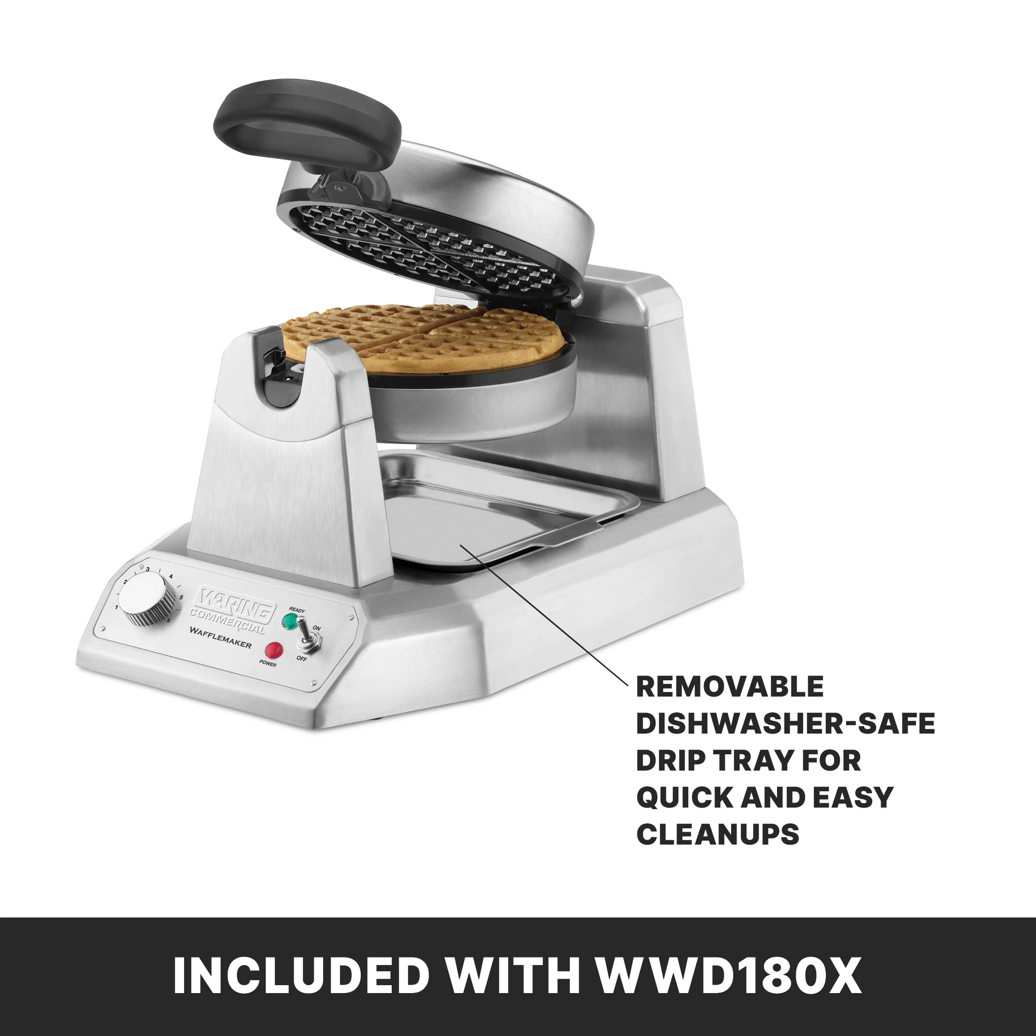 Waring WWD180E 13 Inch Classic Waffle Maker with Measuring Cup and Drip Tray Waring WWD180E 13 Inch Classic Waffle Maker with Measuring Cup and Drip Tray
