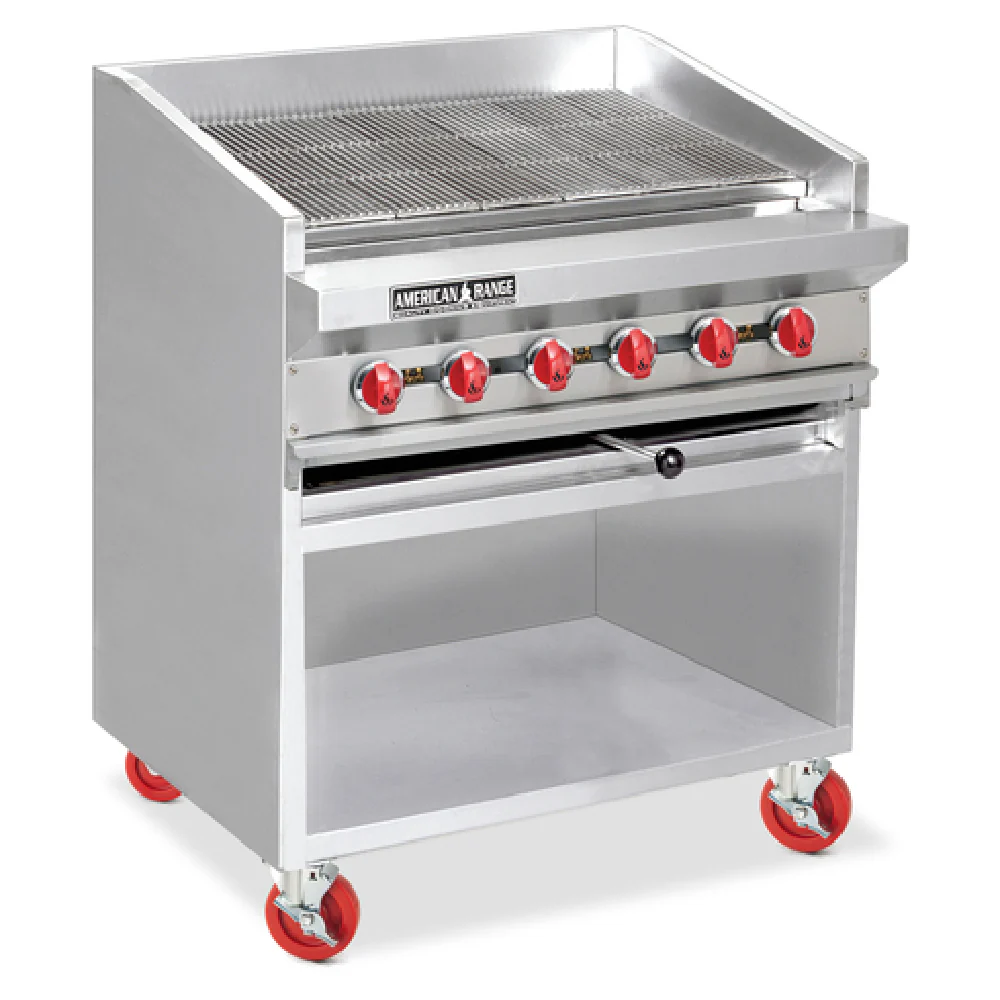 American Range ADJF-30 30 Inch Charbroiler Gas Floor Model with 5 Burners 100000 BTU American Range ADJF-30 30 Inch Charbroiler Gas Floor Model with 5 Burners 100000 BTU