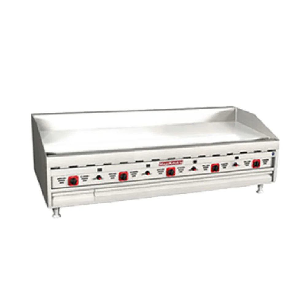Magikitchn SE18RS-4FD_240/60/3 59-3/4 Inch Gas Griddle Stainless Steel with Grease Trough 150000 BTU