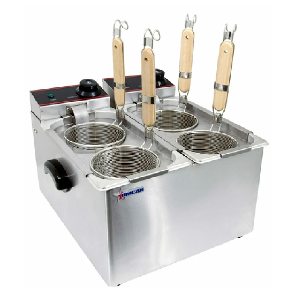 Omcan 43558 15 Inch Electric Pasta Cooker Countertop Stainless Steel with 4L Double Tank and 4 Baskets Omcan 43558 15 Inch Electric Pasta Cooker Countertop Stainless Steel with 4L Double Tank and 4 Baskets
