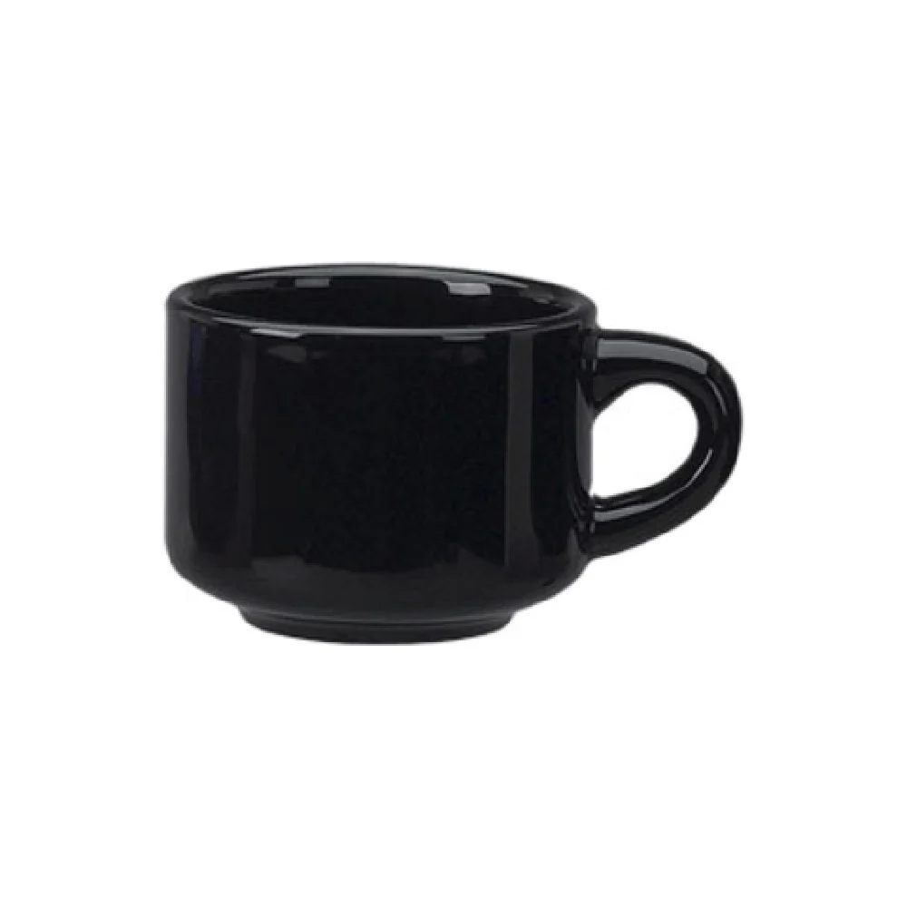International Tableware CA-23-B 7 Oz Round Cup Rolled Edge Stackable Ceramic Black