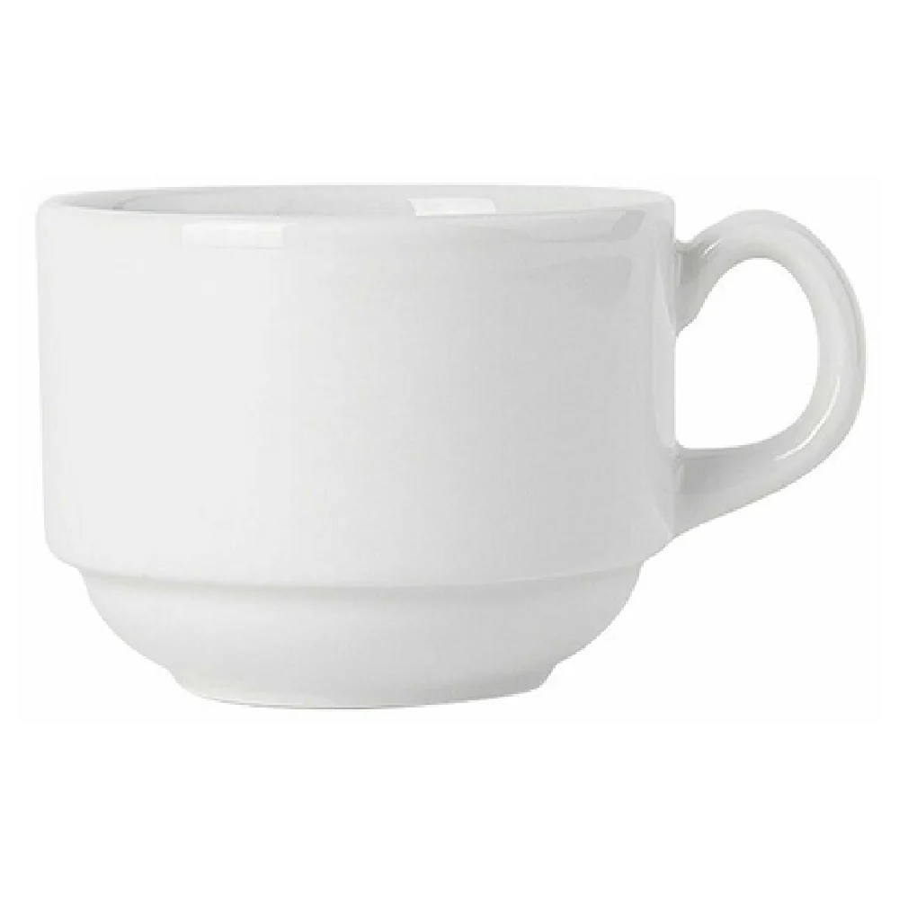 Tuxton ALF-0803 Cup 8 Oz Stackable Dishwasher Safe Porcelain White 4-1/2 Inch