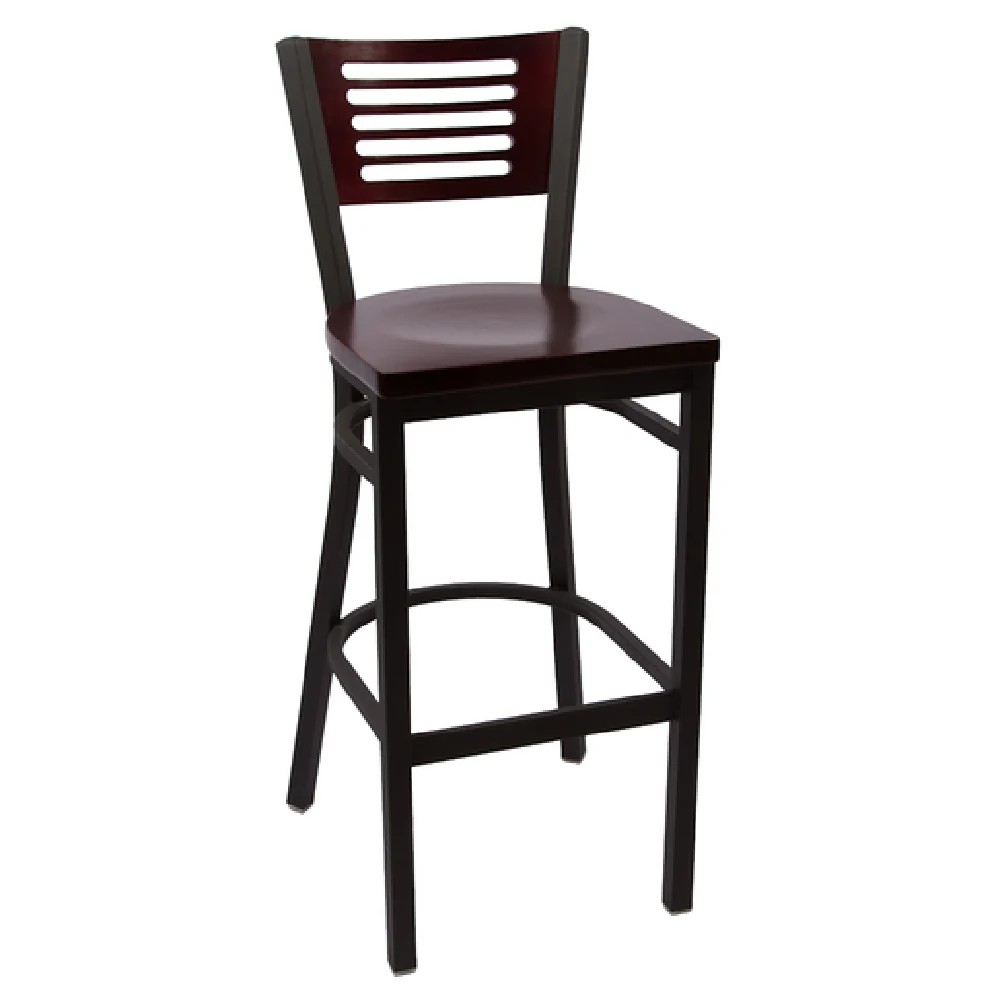 JONES RIVER SERIES BARSTOOL WOOD 17.5 Inch Black Powder Coat Wood Metal with Slotted Back JONES RIVER SERIES BARSTOOL WOOD 17.5 Inch Black Powder Coat Wood Metal with Slotted Back