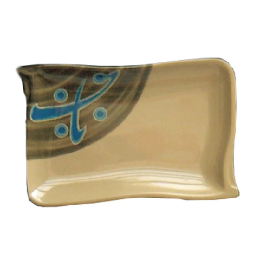 Yanco JP-1609 8-1/2 Inch Rectangular Japanese Plate with Wavy Edge Melamine