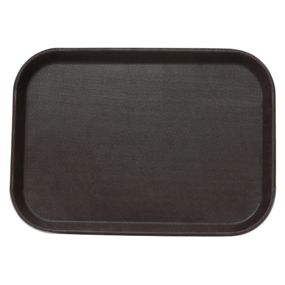 Yanco FT-1014 14 Inch Rectangular Serving Tray Fiberglass Brown Case 24 Packs