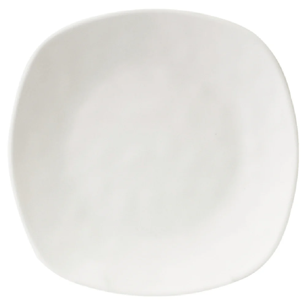 GET Enterprises RT10SQ-OW 10 Inch Square Plate with Rounded Edges Melamine White