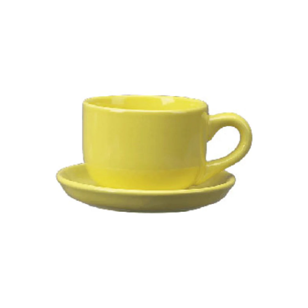 International Tableware 822-242 14 Oz Round Latte Cup With Handle Ceramic Yellow